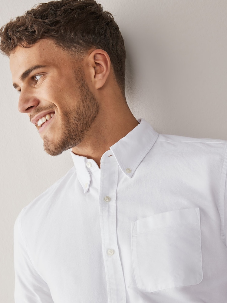 White 100% Cotton Short Sleeve Oxford Shirts 2 Pack - Image 4 of 6