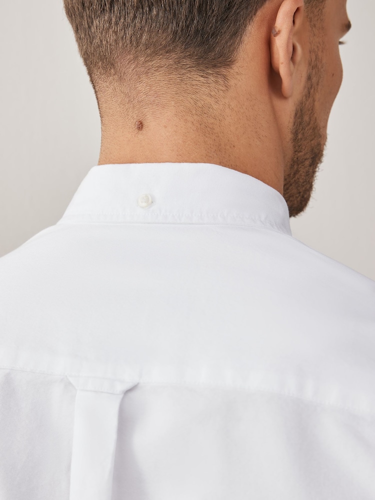 White 100% Cotton Short Sleeve Oxford Shirts 2 Pack - Image 5 of 6
