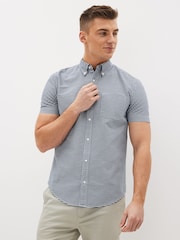 White/Navy/Gingham 100% Cotton Short Sleeve Oxford Shirt 3 Pack - Image 2 of 9