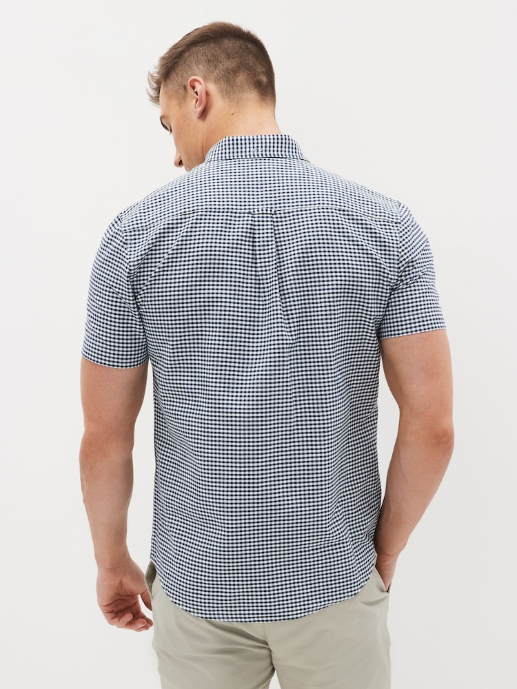 White/Navy/Gingham 100% Cotton Short Sleeve Oxford Shirt 3 Pack - Image 3 of 9