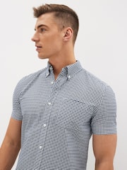 White/Navy/Gingham 100% Cotton Short Sleeve Oxford Shirt 3 Pack - Image 4 of 9
