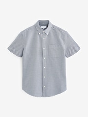 White/Navy/Gingham 100% Cotton Short Sleeve Oxford Shirt 3 Pack - Image 7 of 9