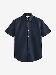 White/Navy/Gingham 100% Cotton Short Sleeve Oxford Shirt 3 Pack - Image 8 of 9