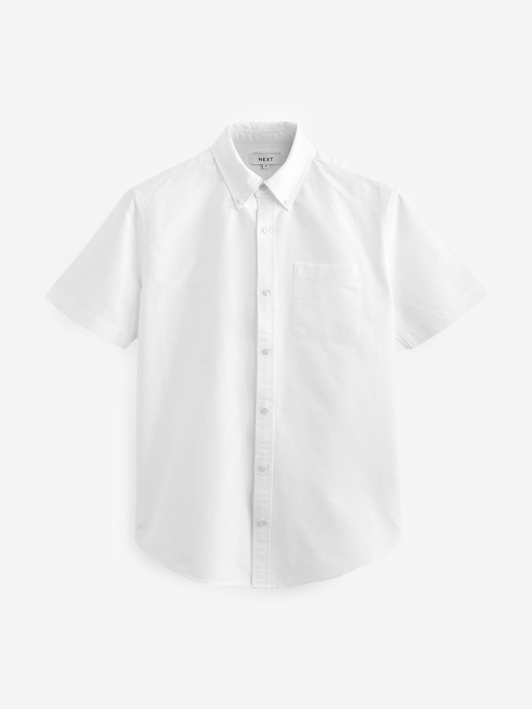 Buy White/Navy/Gingham 100% Cotton Short Sleeve Oxford Shirt
