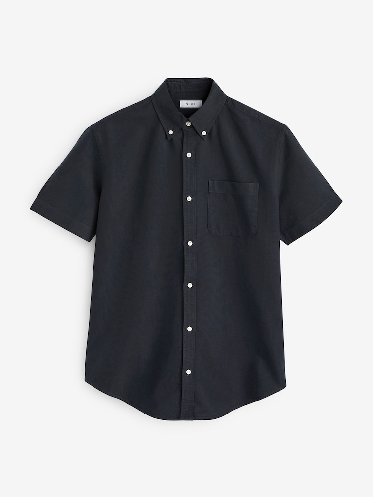 White/Blue/Navy 3 Pack 100% Cotton Short Sleeve Oxford Shirt 3 Pack - Image 2 of 10