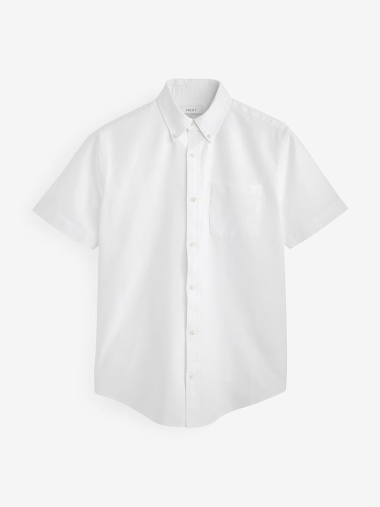 White/Blue/Navy 3 Pack 100% Cotton Short Sleeve Oxford Shirt 3 Pack - Image 3 of 10
