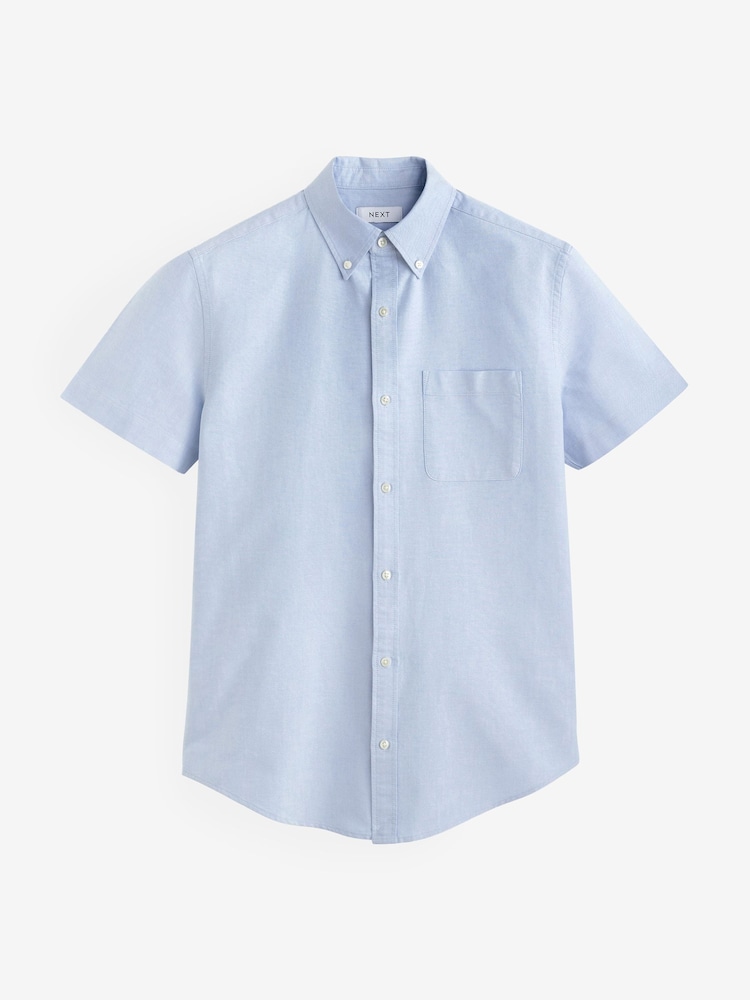 White/Blue/Navy 3 Pack 100% Cotton Short Sleeve Oxford Shirt 3 Pack - Image 4 of 10