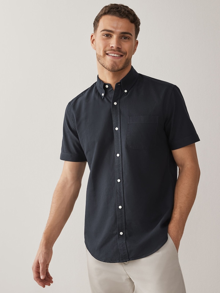 White/Blue/Navy 3 Pack 100% Cotton Short Sleeve Oxford Shirt 3 Pack - Image 5 of 10
