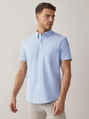 White/Blue/Navy 3 Pack 100% Cotton Short Sleeve Oxford Shirt 3 Pack - Image 6 of 10