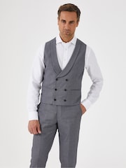 Skopes Silver Harcourt Double Breasted Slim Fit Suit Waistcoat - Image 1 of 5