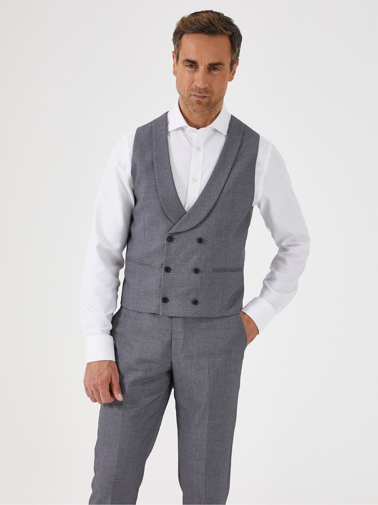 Skopes Silver Harcourt Double Breasted Slim Fit Suit Waistcoat - Image 1 of 5