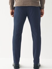 French Navy Blue Slim Single Pleat Stretch Chino Trousers - Image 4 of 5
