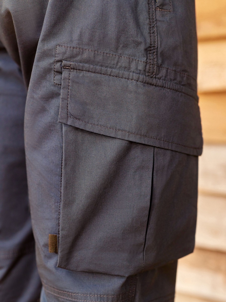 Navy Blue Regular Tapered Stretch Utility Cargo Trousers - Image 4 of 5
