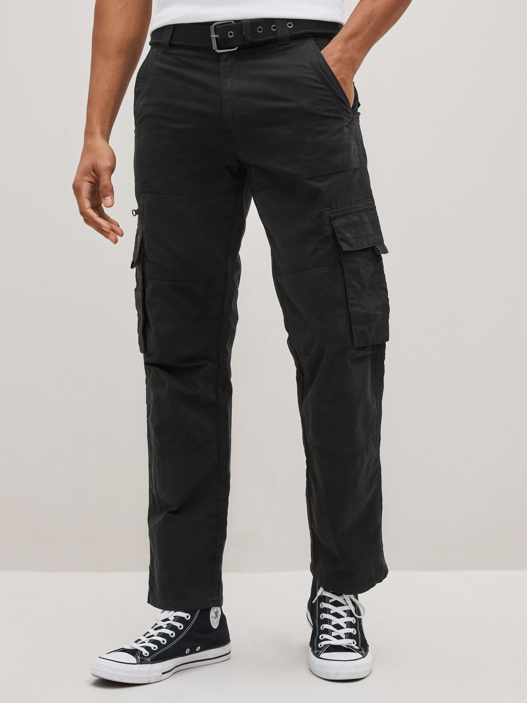 Acheter Noir Pantalon cargo a ceinture en tissu technique from Next France