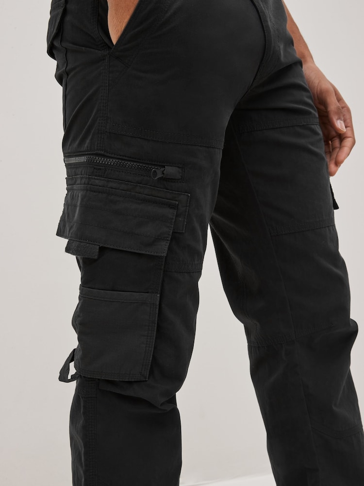 Black Belted Tech Cargo Trousers - Image 3 of 9