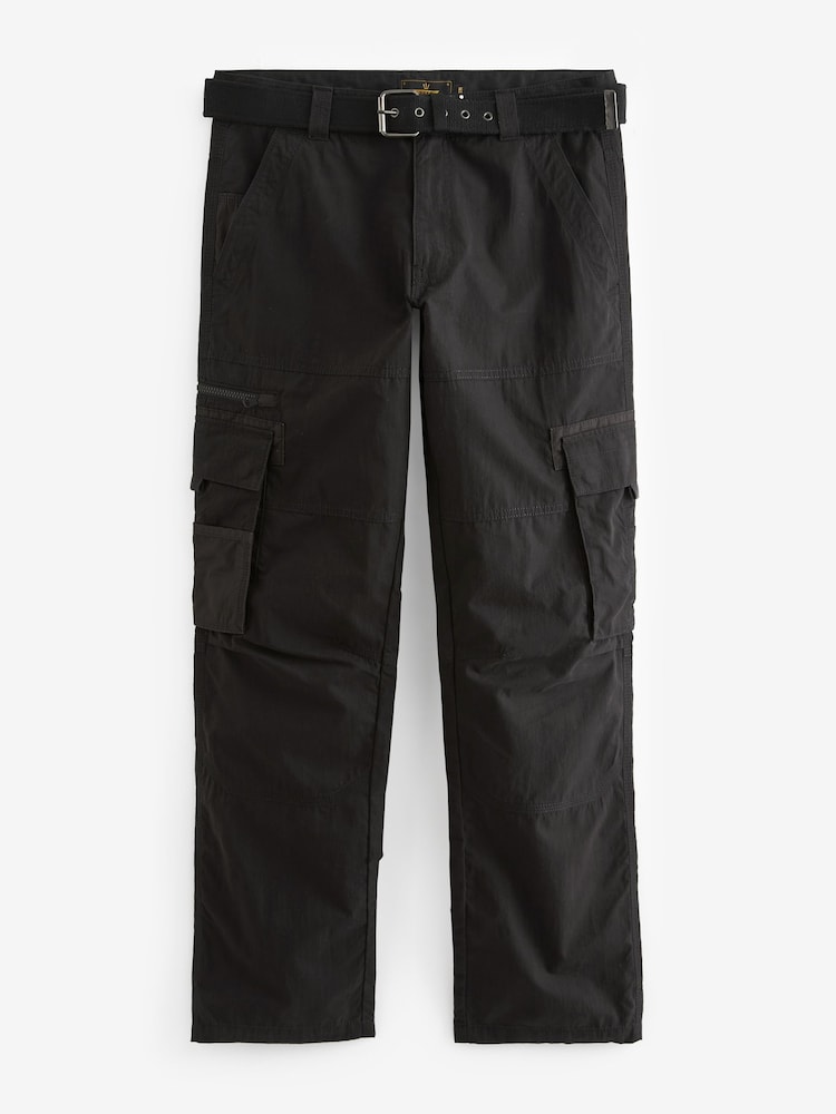 Black Belted Tech Cargo Trousers - Image 5 of 9