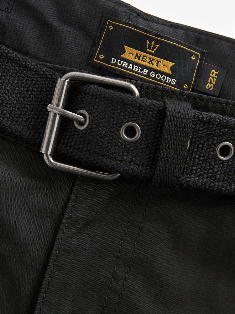 Black Belted Tech Cargo Trousers - Image 7 of 9