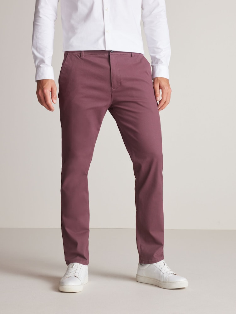 Burgundy Red Stretch Chino Trousers - Image 1 of 8
