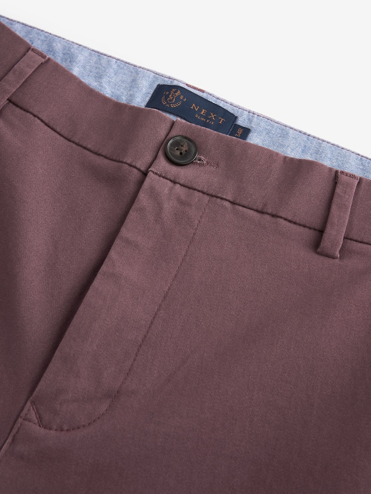 Burgundy Red Stretch Chino Trousers - Image 7 of 8