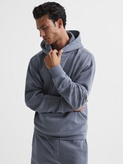 Reiss Ashley Blue Kace Garment Dye Hoodie - Image 1 of 6