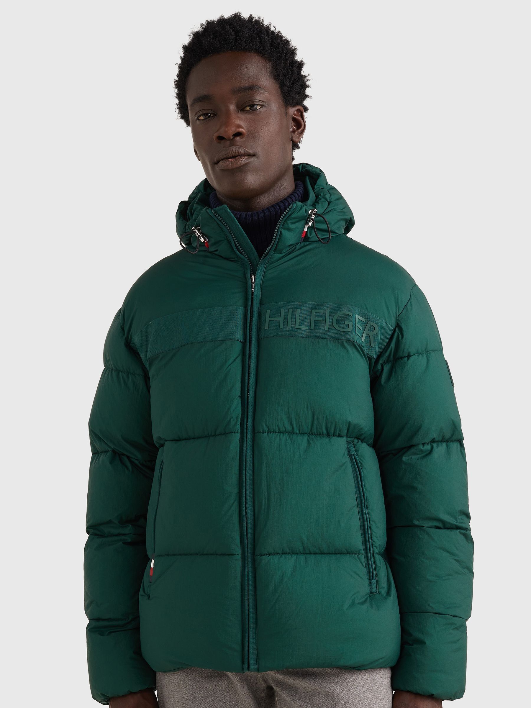 Tommy hilfiger green puffer discount