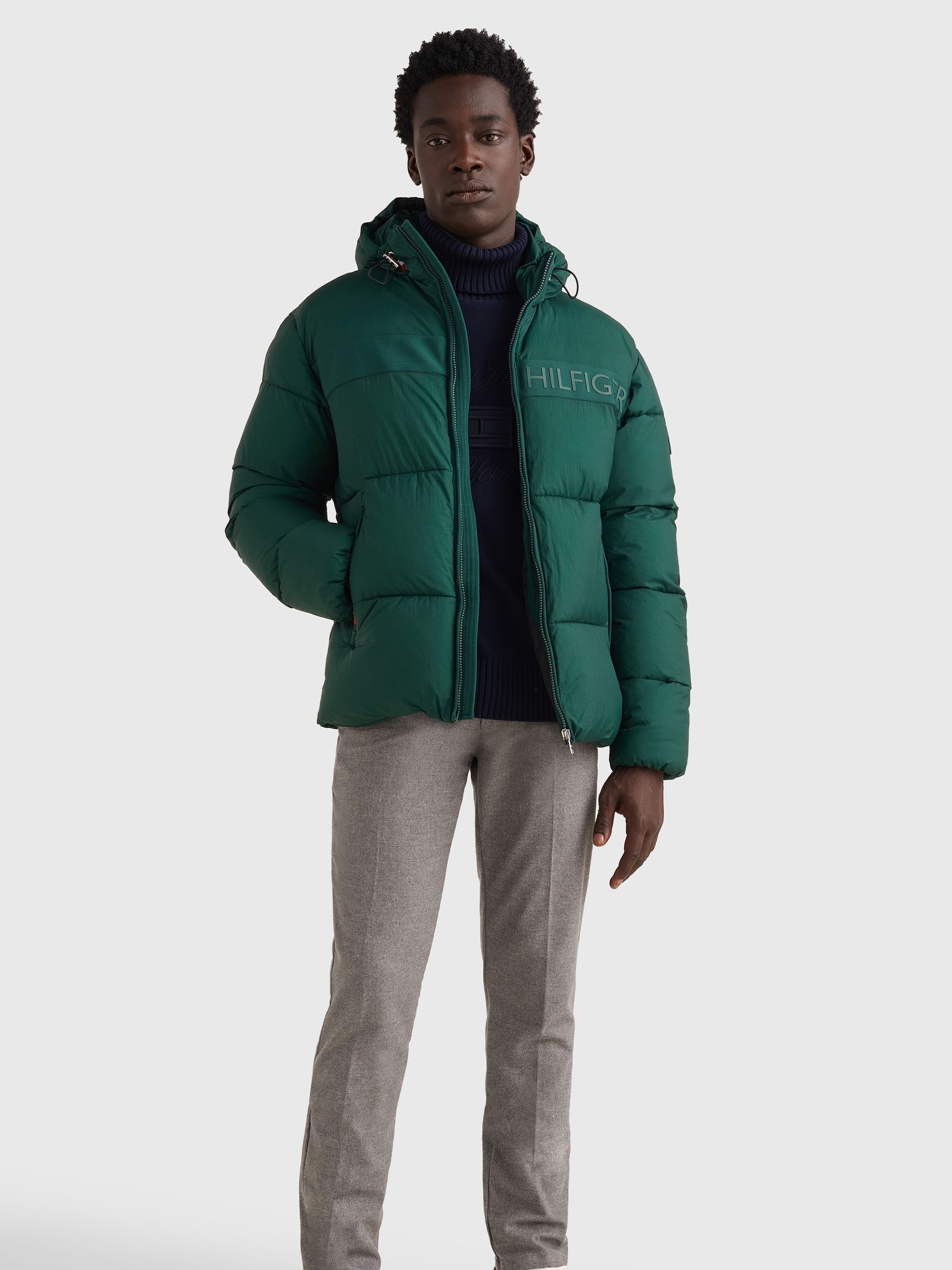 Tommy hilfiger green puffer best sale