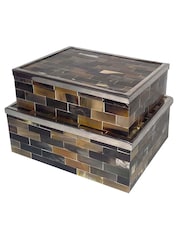 Fifty Five South Set of 2 Gold Horn Trinket Boxes - Image 2 of 2