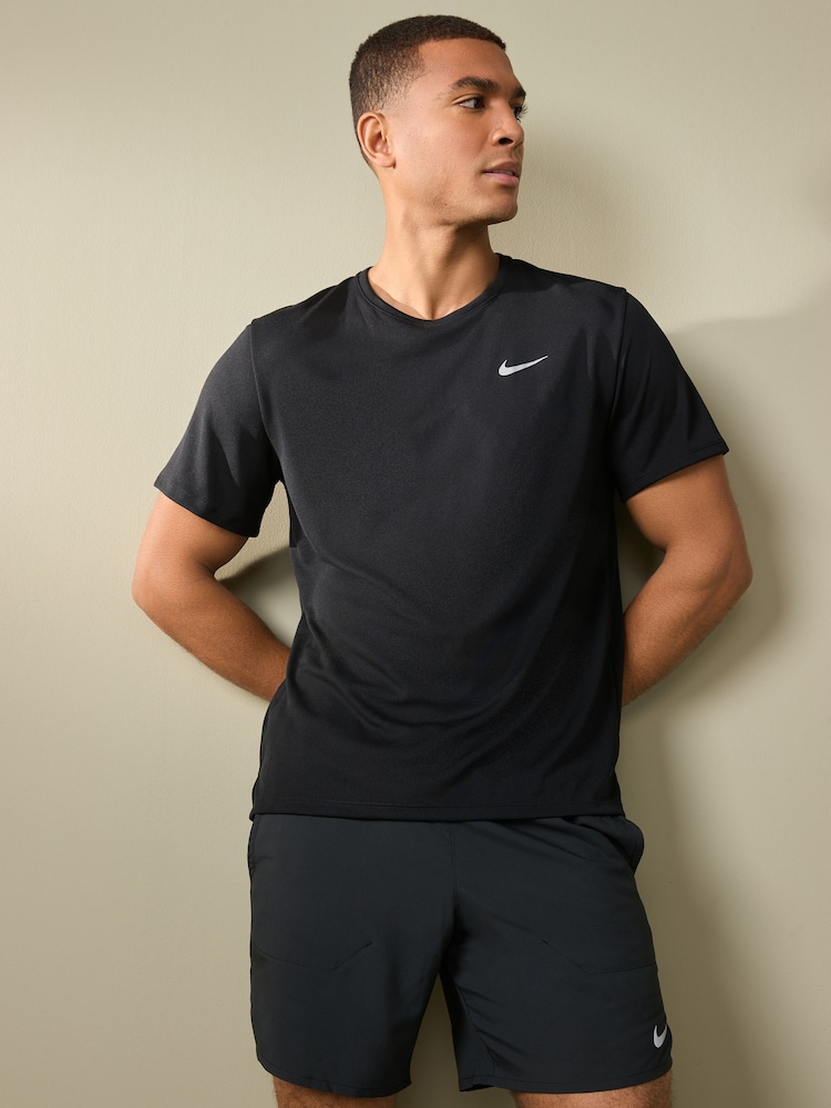 Nike Black Dri-FIT Miler Running T-Shirt - Image 1 of 4