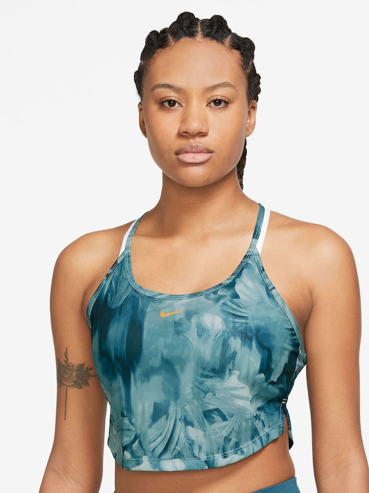 Nike Blue One Dri-FIT Cropped All Over Print Tank Top - Image 1 of 3
