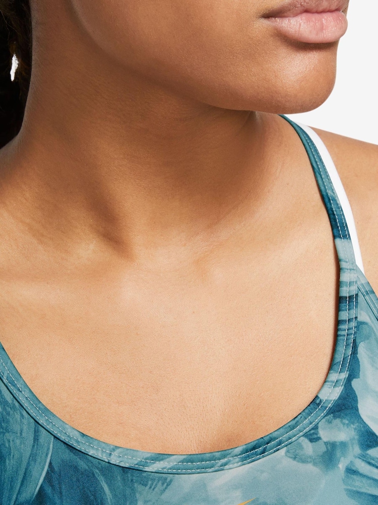 Nike Blue One Dri-FIT Cropped All Over Print Tank Top - Image 3 of 3