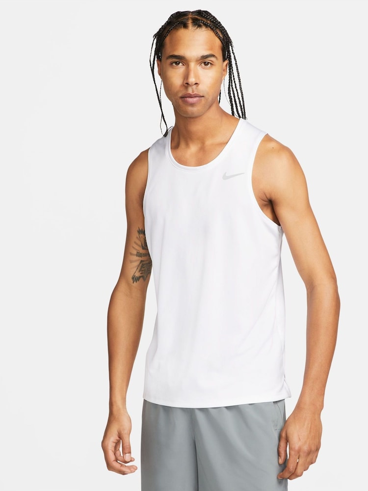 Nike White Dri-FIT Miler Running Vest Top - Image 1 of 12