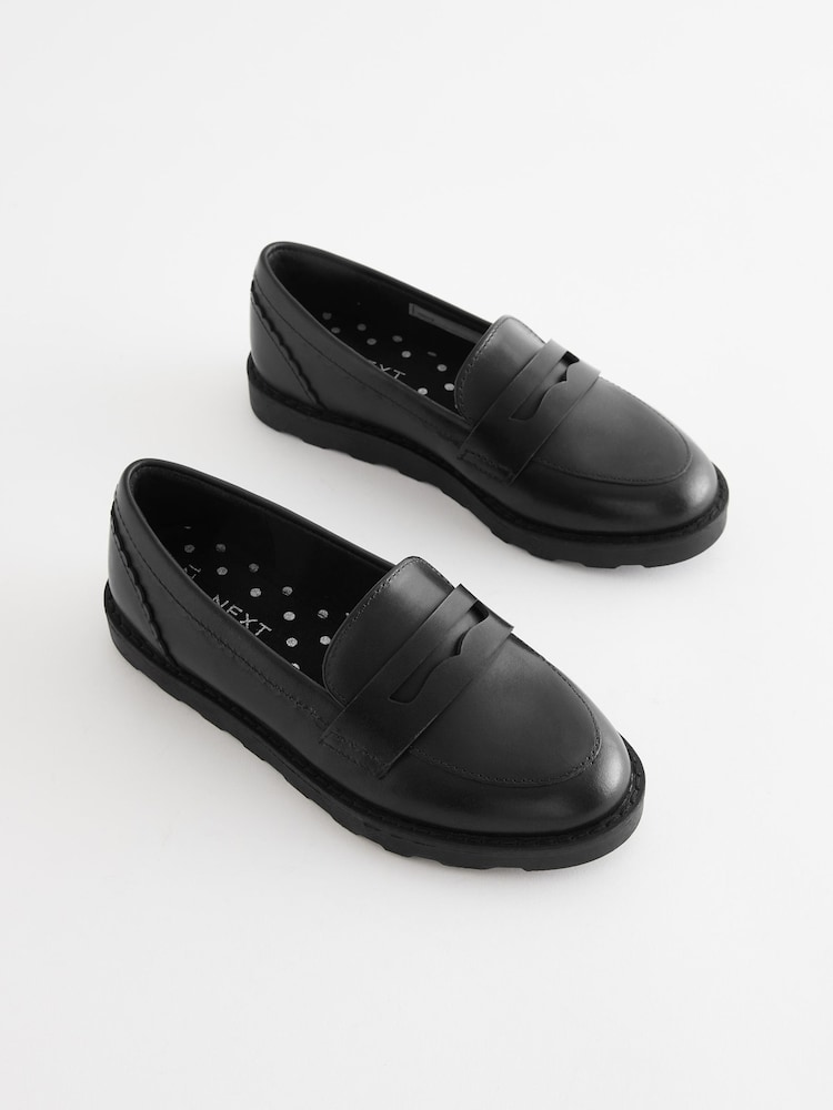 Schwarz/Matt - Slipper aus Leder für die Schule - Image 1 of 7