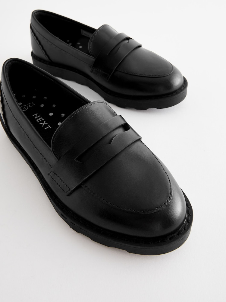 Schwarz/Matt - Slipper aus Leder für die Schule - Image 6 of 7