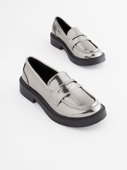 Silver Metallic Chunky Loafers - Image 1 of 5