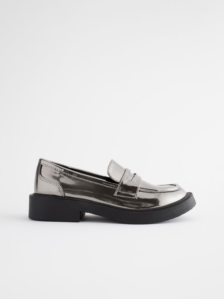 Silver Metallic Chunky Loafers - Image 2 of 5