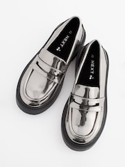 Silver Metallic Chunky Loafers - Image 3 of 5