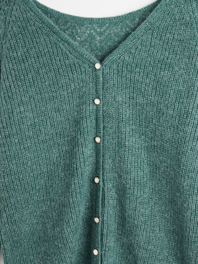 Sage Green Mesh Detail Ribbed Knitted Top - Image 10 of 10 Sage Green Mesh Detail Ribbed Knitted Top - Image 10 of 10