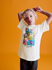 Ecru Oversized Embellished Graphic T-Shirt (3-16yrs) - Image 1 of 8