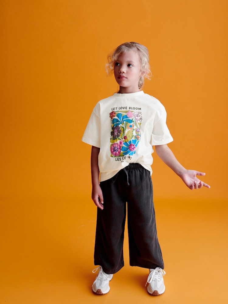 Ecru Oversized Embellished Graphic T-Shirt (3-16yrs) - Image 2 of 8