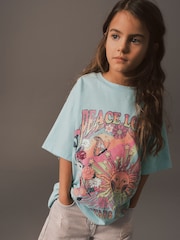 Blue/Pink Oversized Embellished Graphic T-Shirt (3-16yrs) - Image 1 of 6