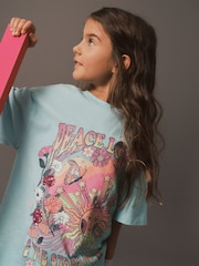 Blue/Pink Oversized Embellished Graphic T-Shirt (3-16yrs) - Image 2 of 6