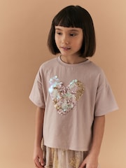 Pink Heart Sequin T-Shirt (3-16yrs) - Image 1 of 7