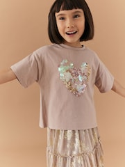 Pink Heart Sequin T-Shirt (3-16yrs) - Image 3 of 7