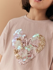 Pink Heart Sequin T-Shirt (3-16yrs) - Image 4 of 7