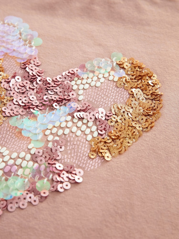 Pink Heart Sequin T-Shirt (3-16yrs) - Image 7 of 7