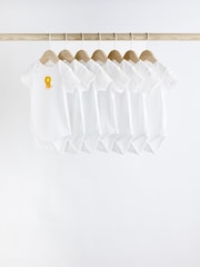 White Printed Baby 100% Cotton Bodysuits 7 Pack - Image 1 of 9