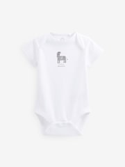 White Printed Baby 100% Cotton Bodysuits 7 Pack - Image 5 of 9