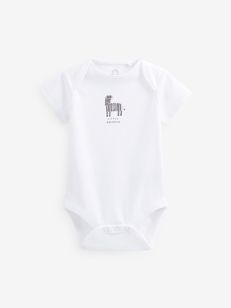 White Printed Baby 100% Cotton Bodysuits 7 Pack - Image 5 of 9