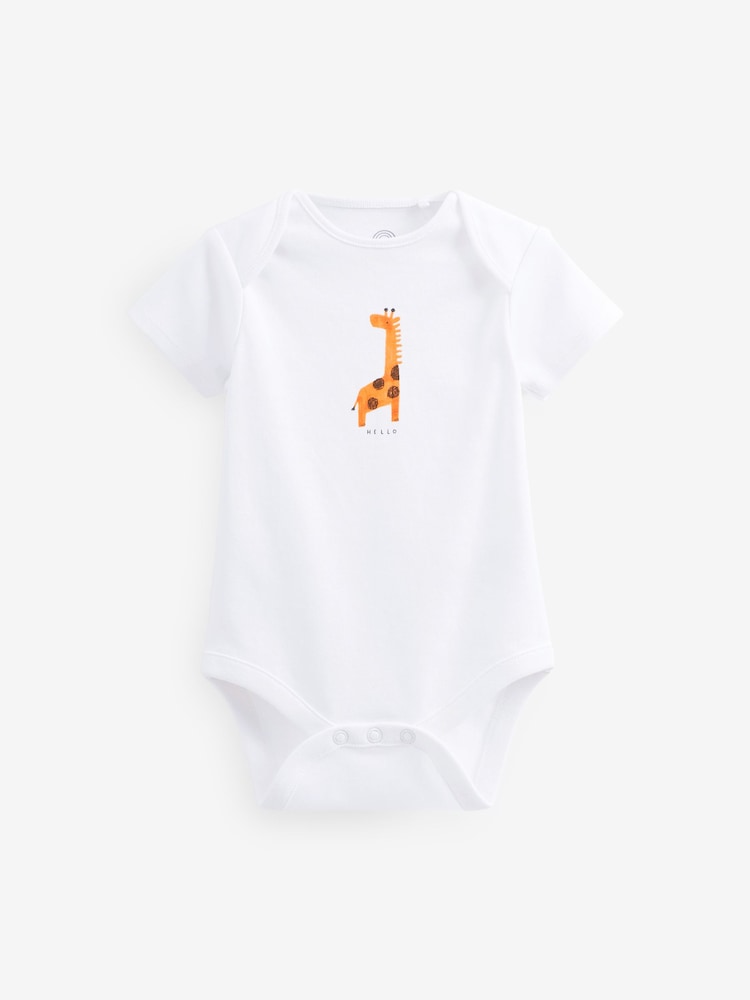 White Printed Baby 100% Cotton Bodysuits 7 Pack - Image 6 of 9