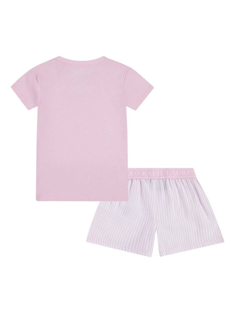 Polo Ralph Lauren Pink Pony Logo T-Shirt And Shorts Pyjamas Set - Image 2 of 5